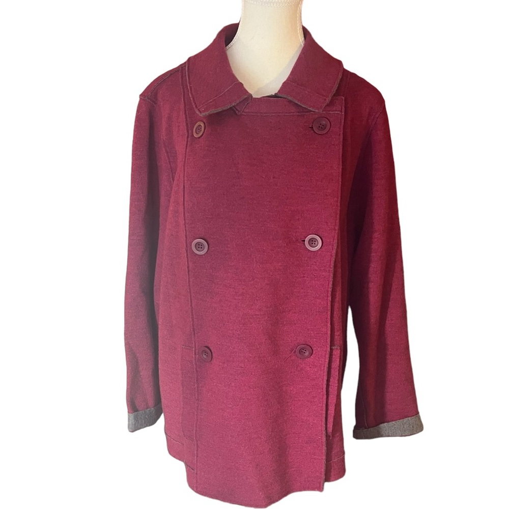 Eileen Fisher Magenta Jacket-Merino Wool & Double Breasted unstructured